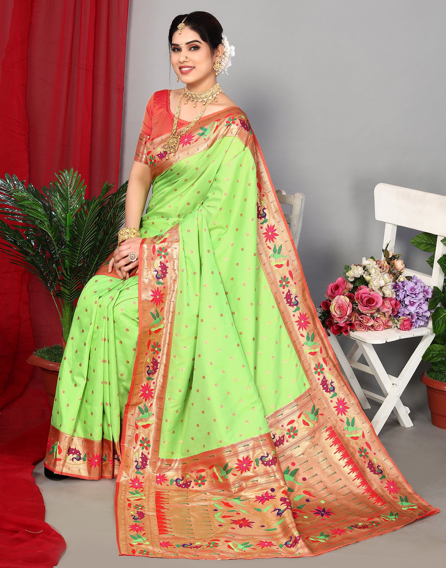 Green Paithani Silk Zari Woven Saree 5036SR05