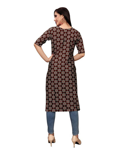 Maroon Printed Crepe Kurti | Leemboodi