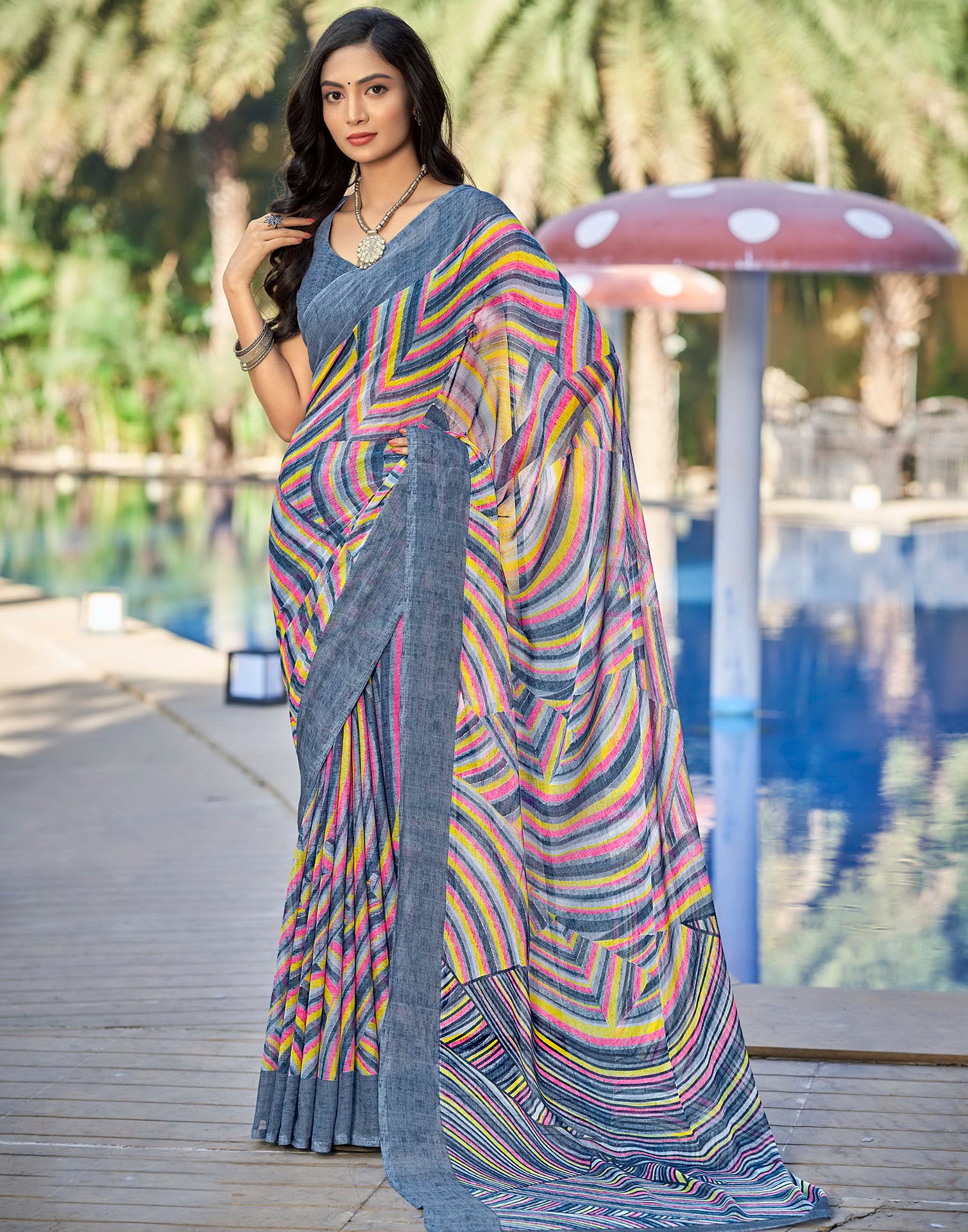 Buy Floral Printed Designer Saree Online At Zeel Clothing