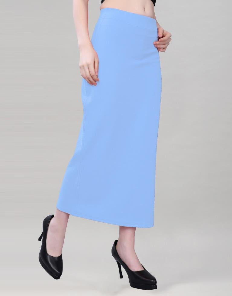 Light Blue Coloured Lycra Solid Saree Shapewear | Leemboodi
