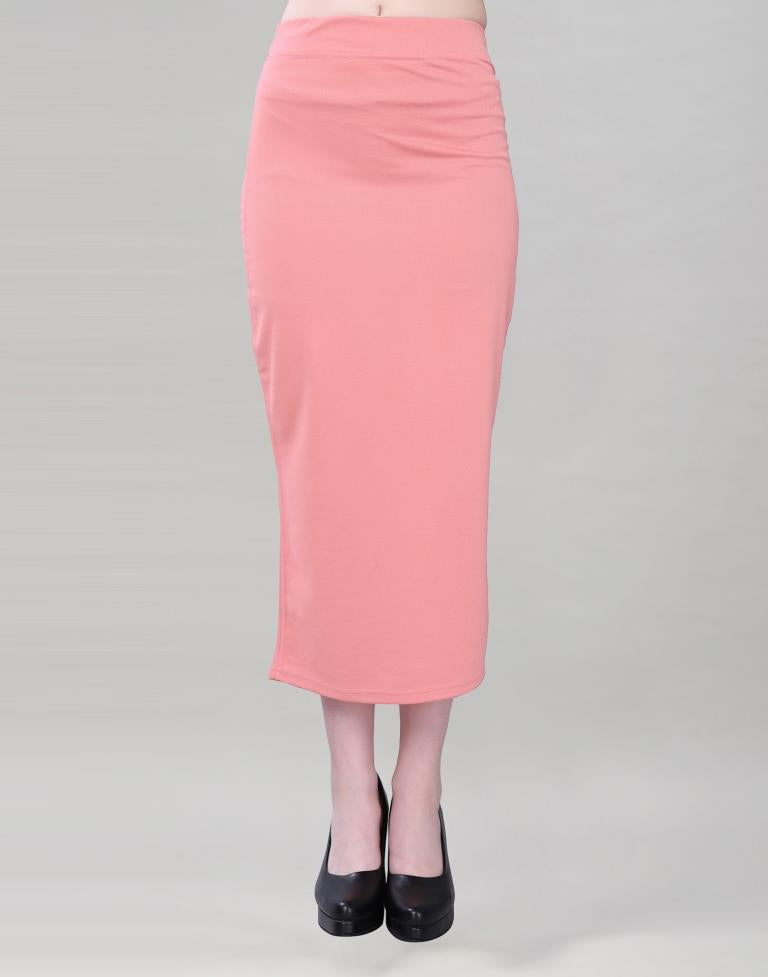 Peach Coloured Lycra Solid Saree Shapewear | Leemboodi