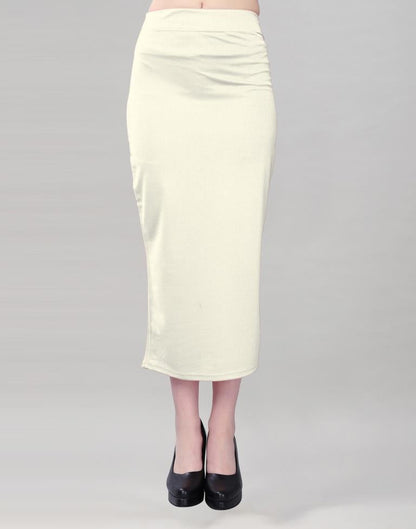 Cream Coloured Lycra Solid Saree Shapewear | Leemboodi