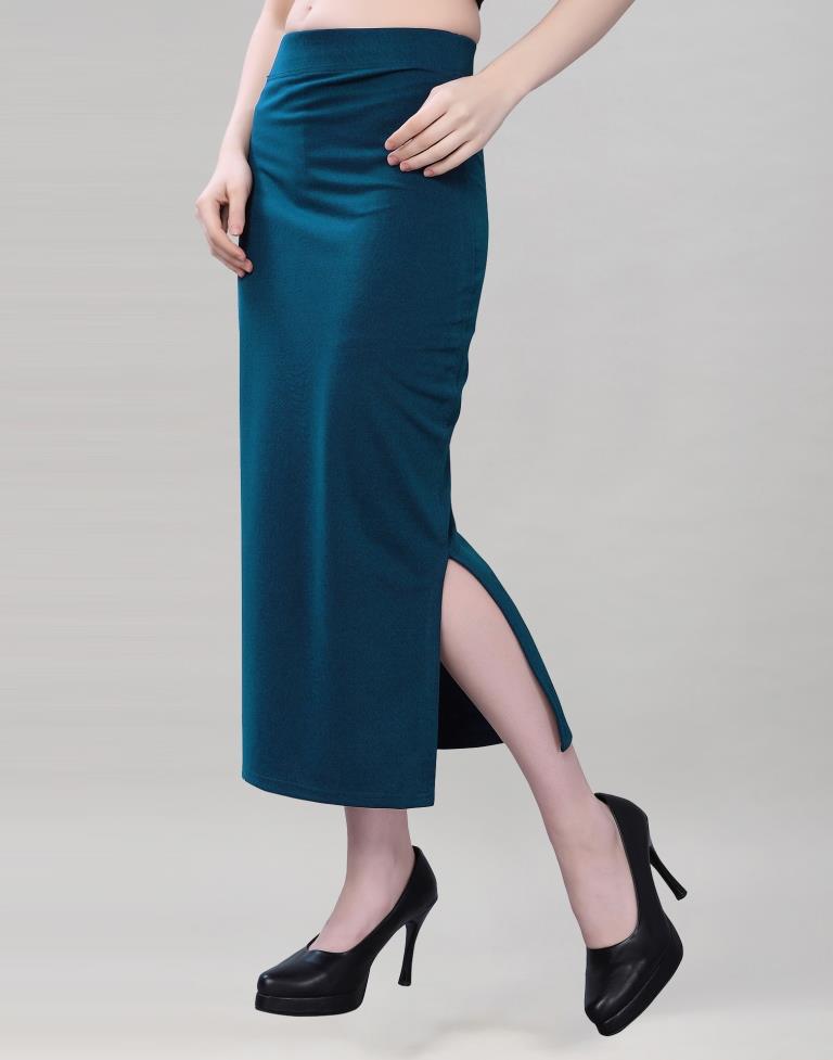 Pine Green Coloured Lycra Solid Saree Shapewear | Leemboodi