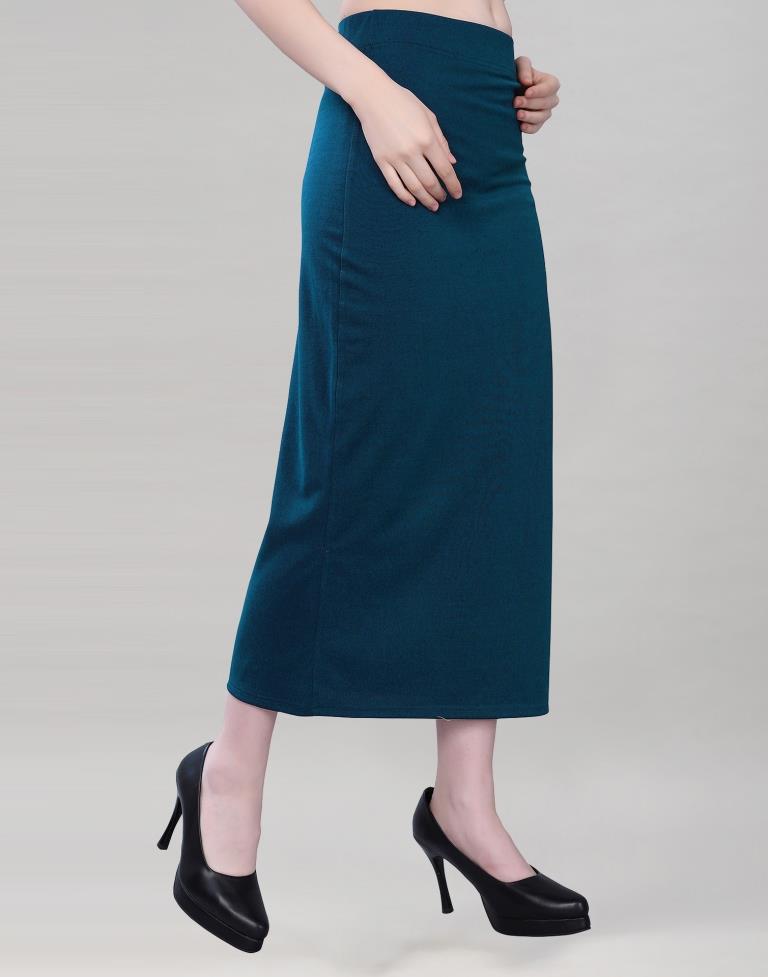 Pine Green Coloured Lycra Solid Saree Shapewear | Leemboodi