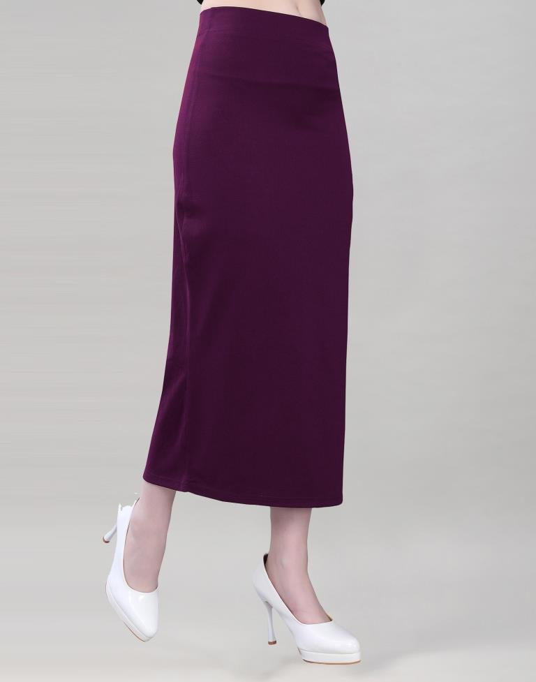Wine Coloured Lycra Solid Saree Shapewear | Leemboodi
