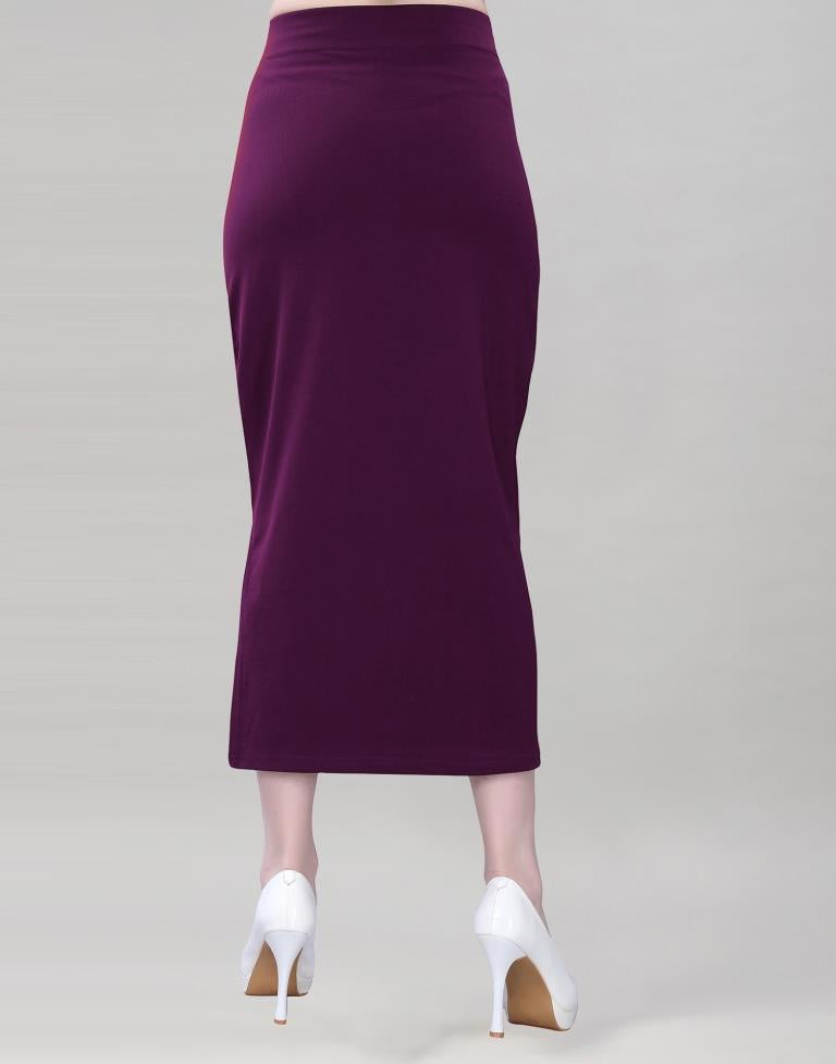 Wine Coloured Lycra Solid Saree Shapewear | Leemboodi