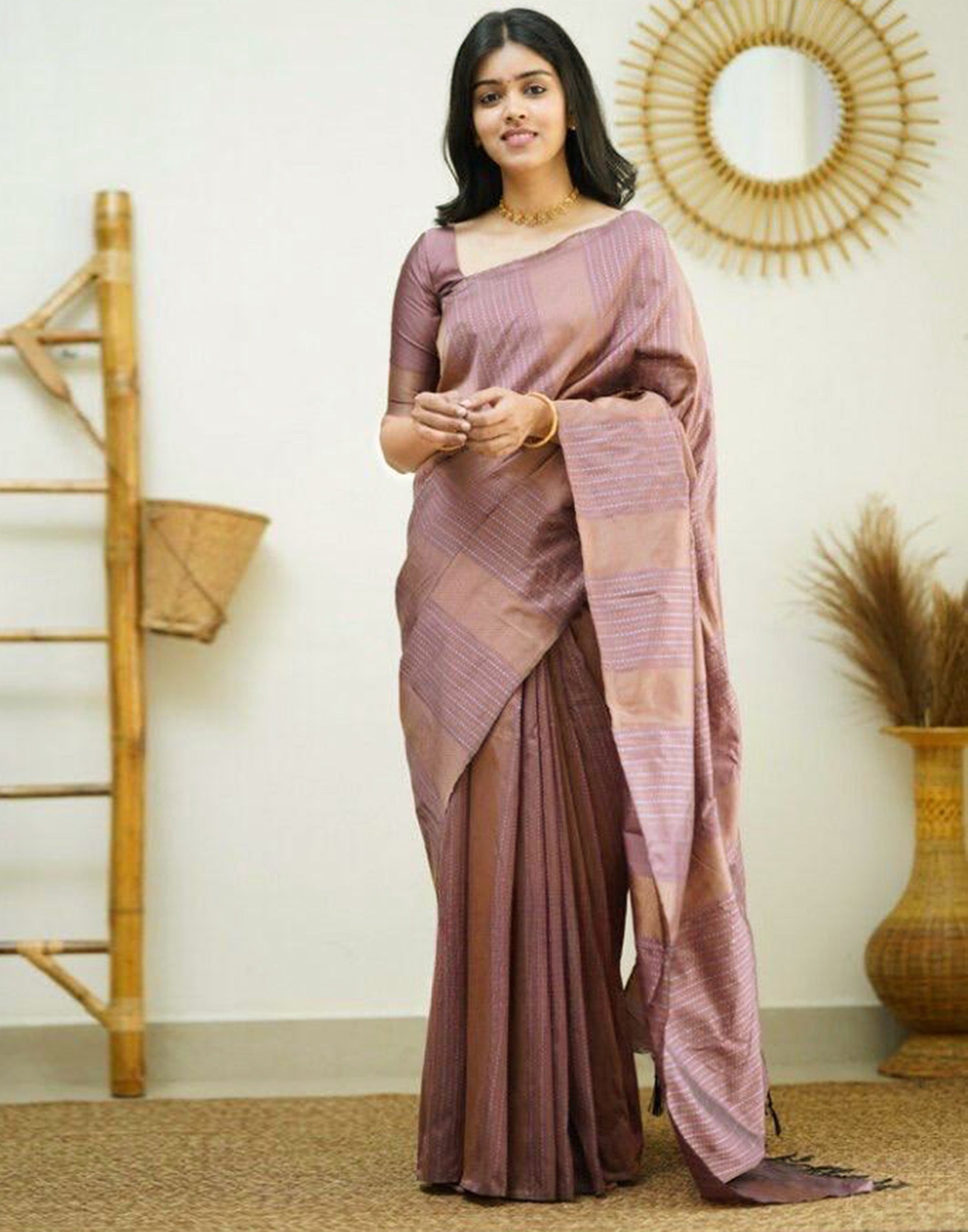 Light Pink Banarasi Silk Saree | Leemboodi