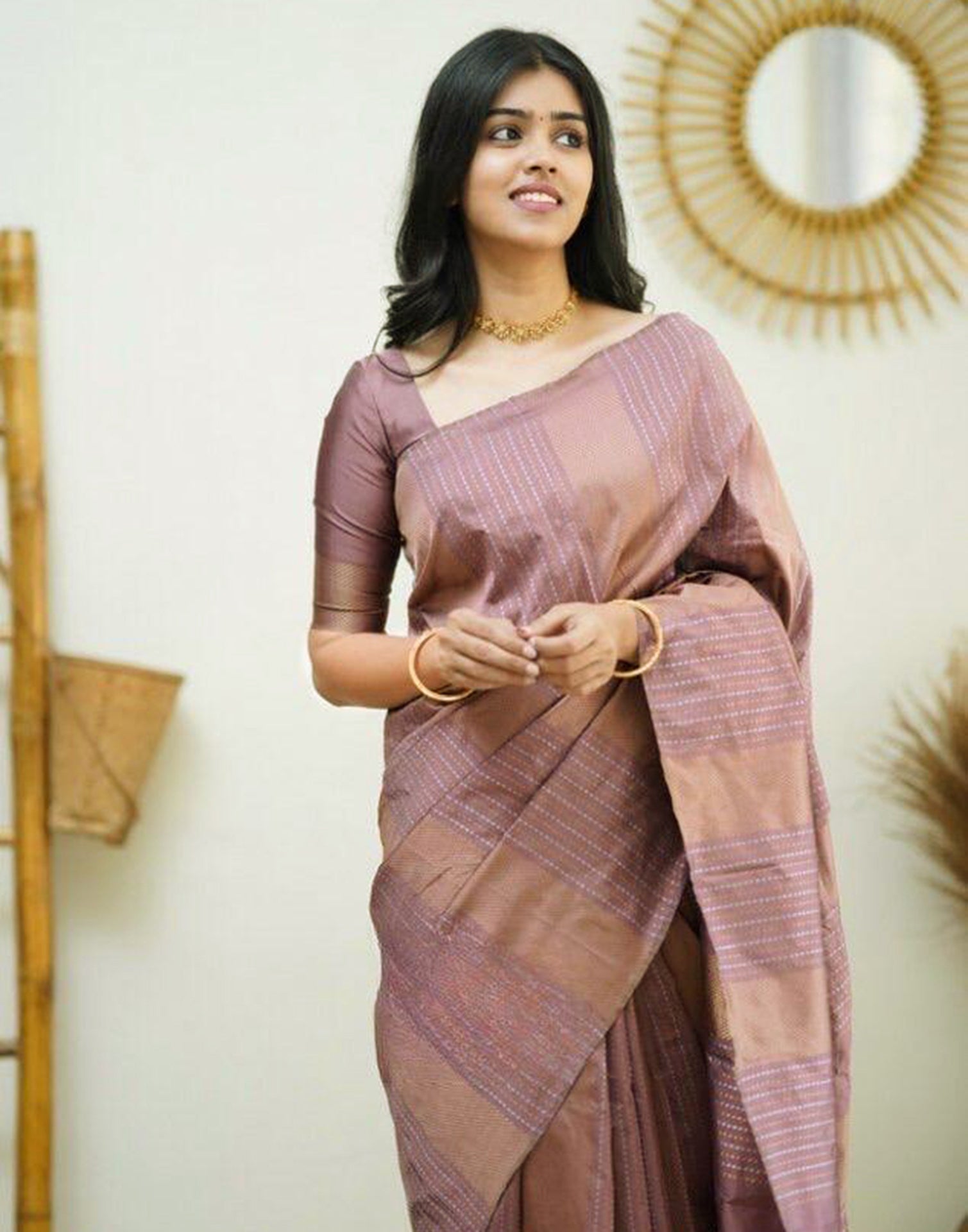 Light Pink Banarasi Silk Saree | Leemboodi