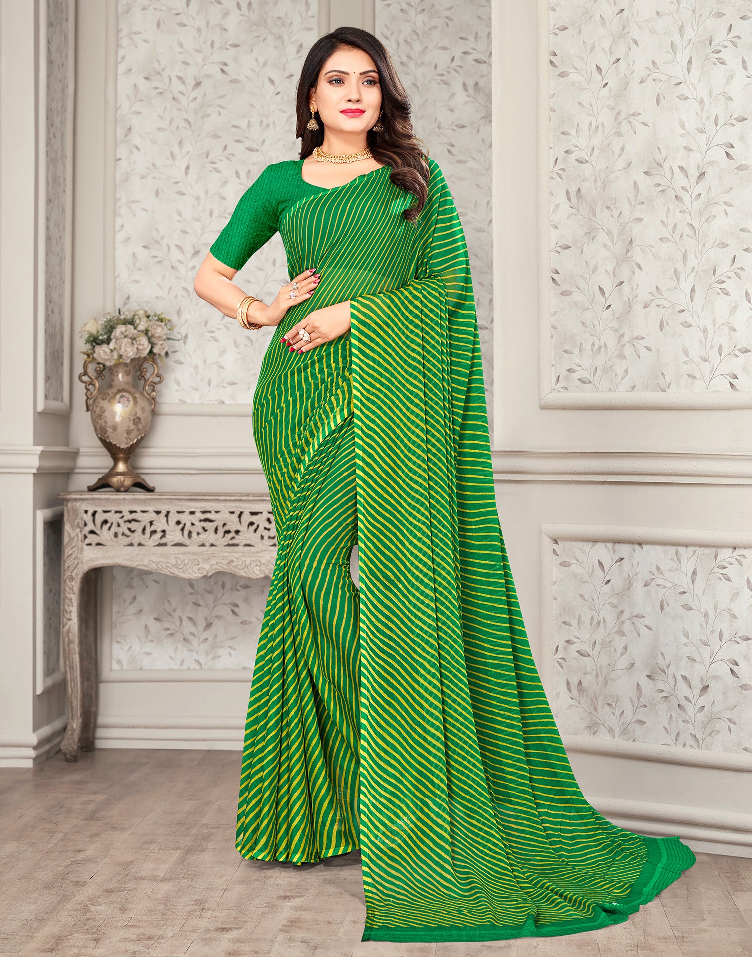 Digital Printed Chiffon Saree in Old Rose : SSF21772