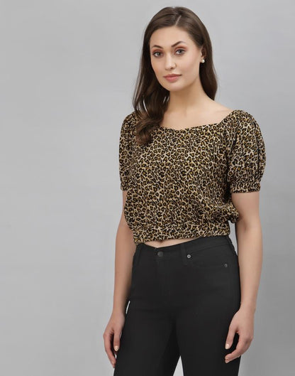 Brown Animal Printed Top | Leemboodi