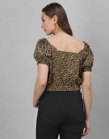 Brown Animal Printed Top | Leemboodi