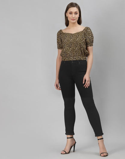 Brown Animal Printed Top | Leemboodi