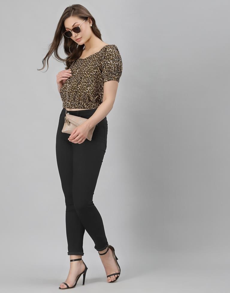 Brown Animal Printed Top | Leemboodi