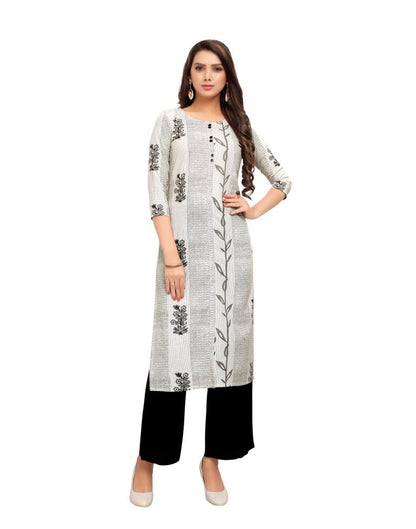 Off White Printed Cotton Kurti | Leemboodi