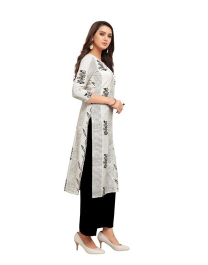 Off White Printed Cotton Kurti | Leemboodi