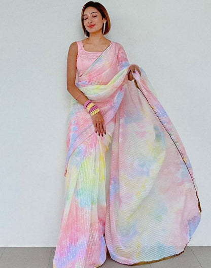 Multicoloured Sequence Pre-draped Saree | Leemboodi