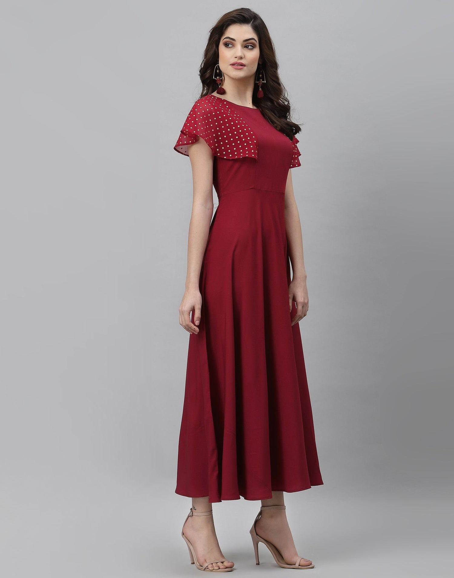 Maroon Solid Dress | Leemboodi