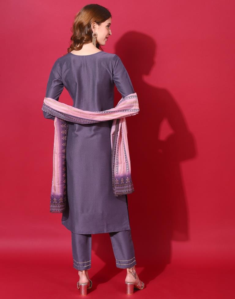 Purple Kurti With Pant And Dupatta | Leemboodi