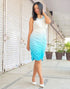 Sky Blue Ruched Bodycon Dress | Leemboodi