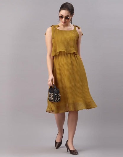 Mustard Yellow Pleated Dress | Leemboodi