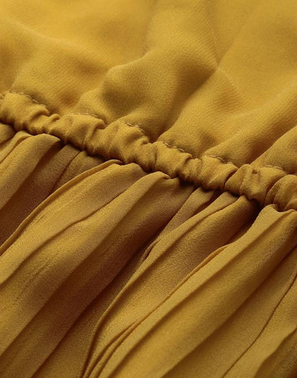 Mustard Yellow Pleated Dress | Leemboodi
