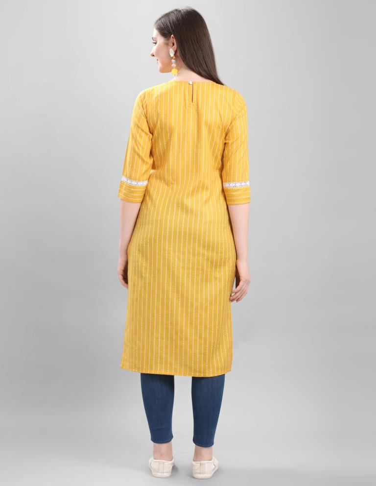 Ravishing Yellow Coloured Self Design Cotton Kurti | Leemboodi