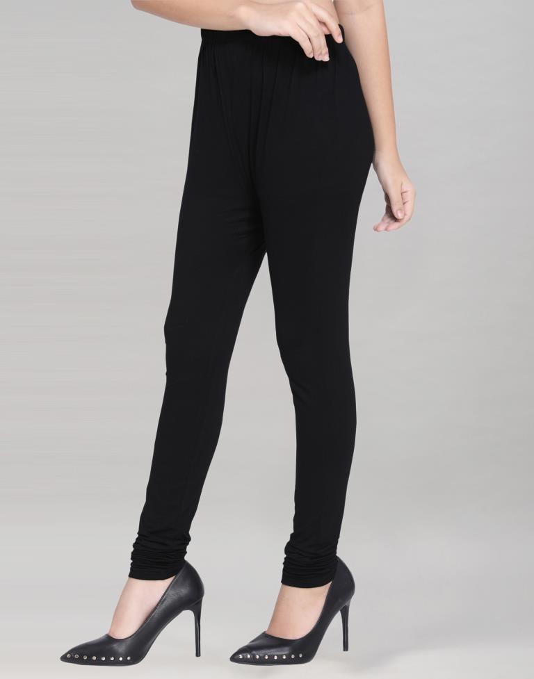 Plain black outlet cotton leggings