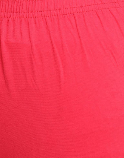Auspicious Pink Coloured Plain Cotton Leggings | Leemboodi