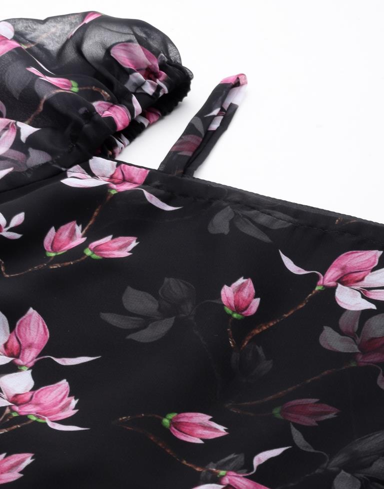 Black Puffed Sleeve Dress | Leemboodi