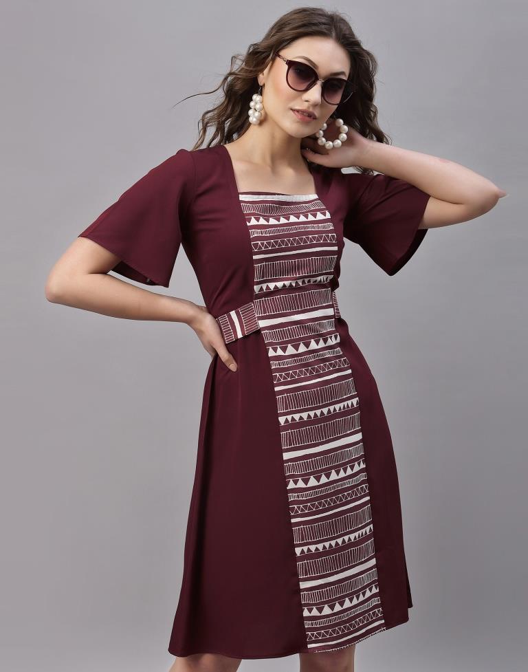 Brown Panelled Dress | Leemboodi