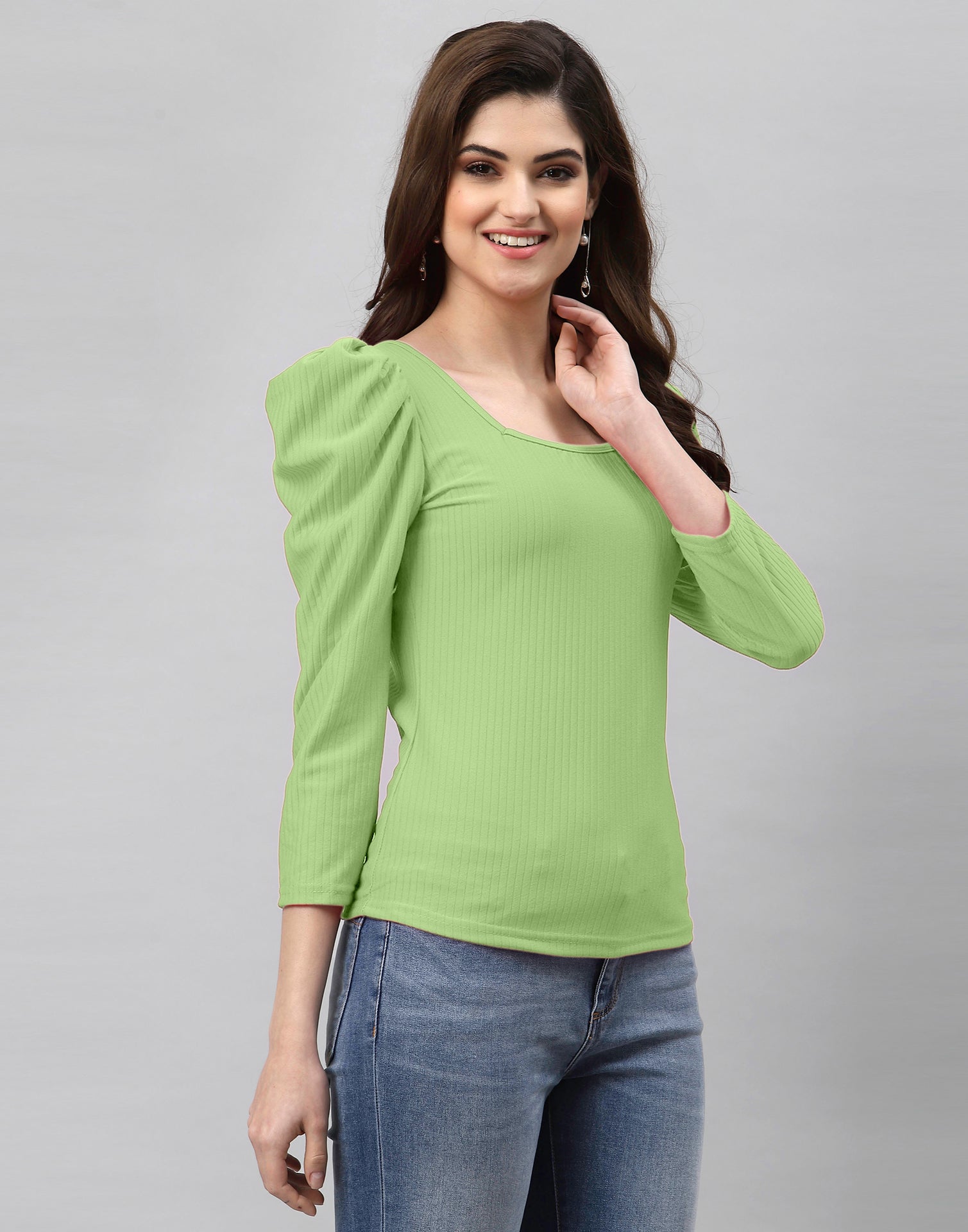 Pista Green Knitted Top | Leemboodi