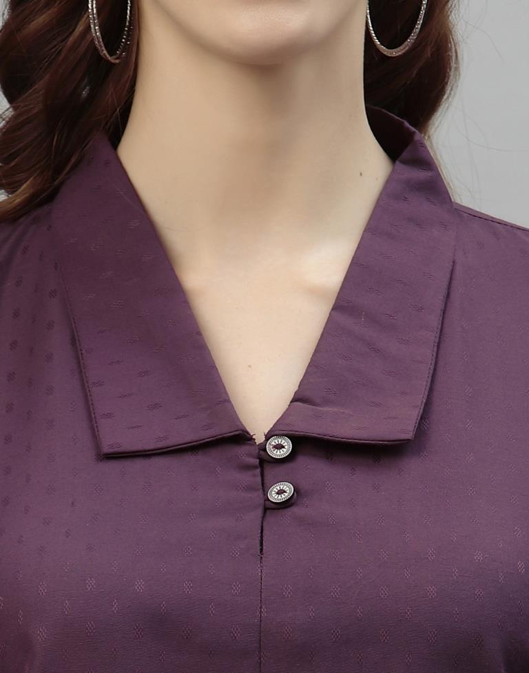 Dark Purple Self Woven Shirt | Leemboodi