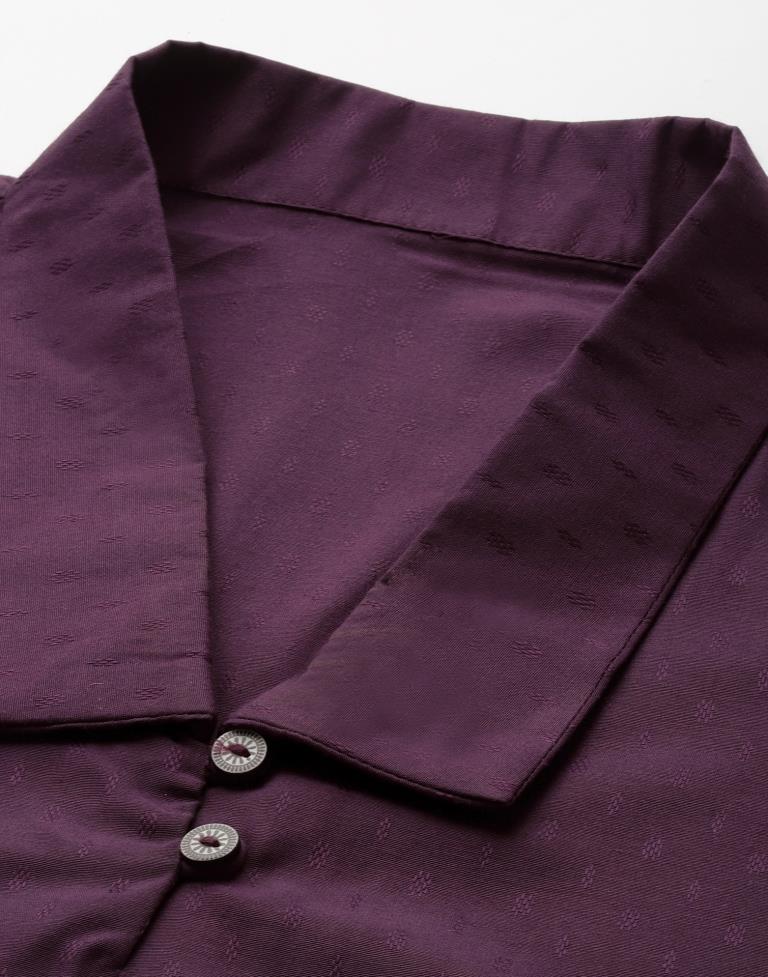Dark Purple Self Woven Shirt | Leemboodi