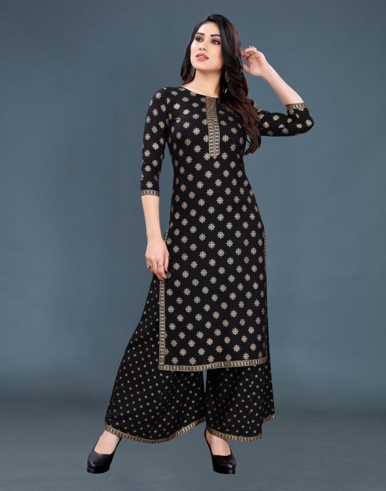 Maroon Printed Kurta Palazzo Set | Leemboodi