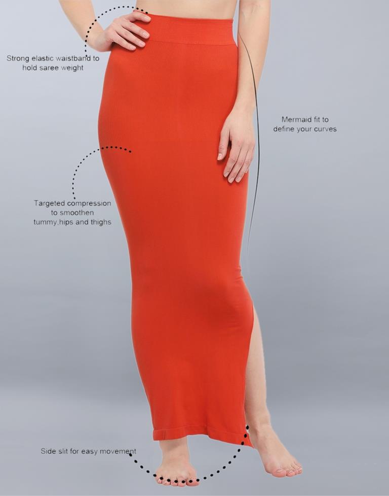 Whimsical Orange Coloured Dyed Knitted Viscose Spandex Shapewear | Leemboodi