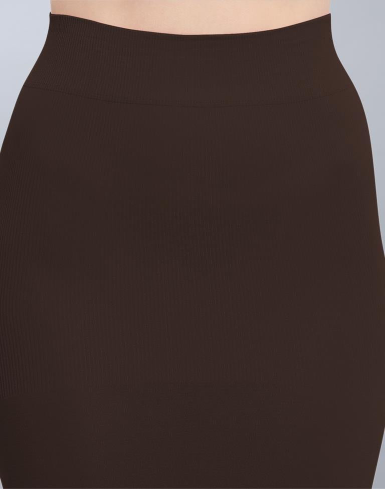 Idyiic Brown Coloured Dyed Knitted Viscose Spandex Shapewear | Leemboodi