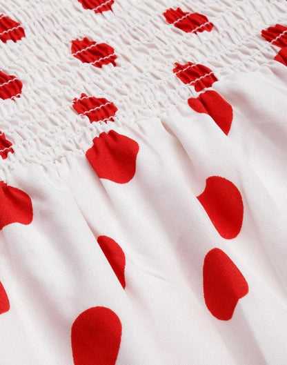Red And White Smoked Dress | Leemboodi