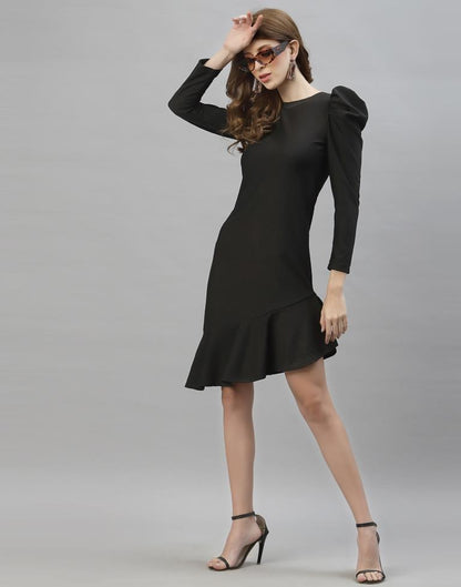Black Ruffuled Dress | Leemboodi