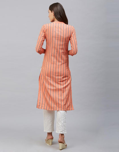 Affluent Light Orange Coloured Plain, Dyed Cotton Kurti | Leemboodi