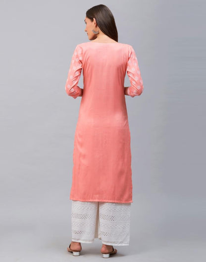 Contemporary Light Pink Coloured Khadi Printed Cotton Kurti | Leemboodi