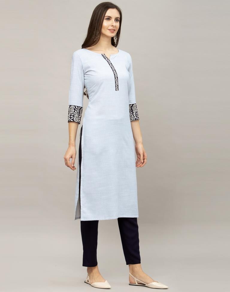 Straight Cut Capsule Print Grey Colour Kurti for Women – Bavis Clothing