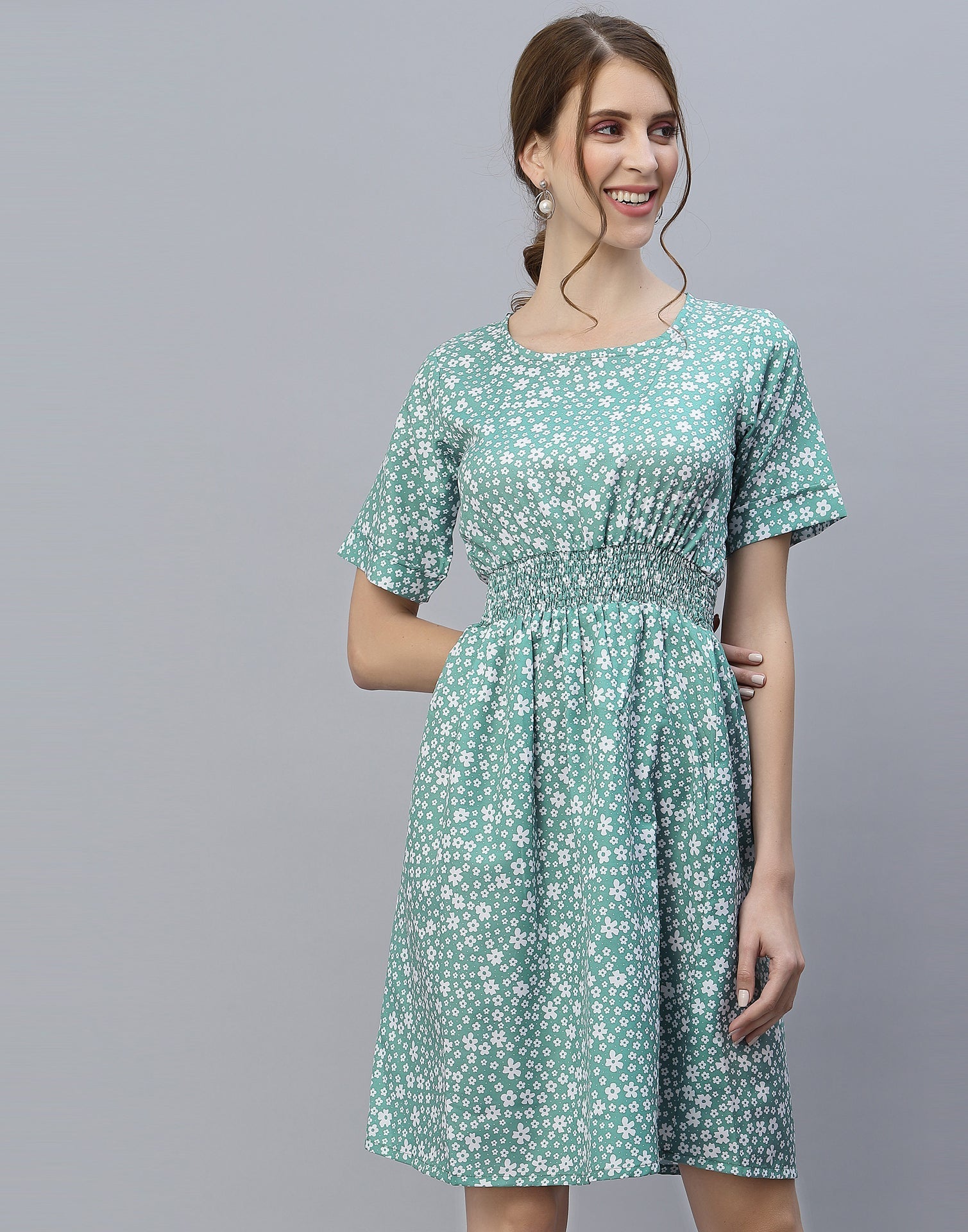 Light Blue Smocked Dress | Leemboodi
