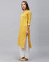 Idyiic Mustard Yellow Coloured Khadi Printed Cotton Kurti | Leemboodi