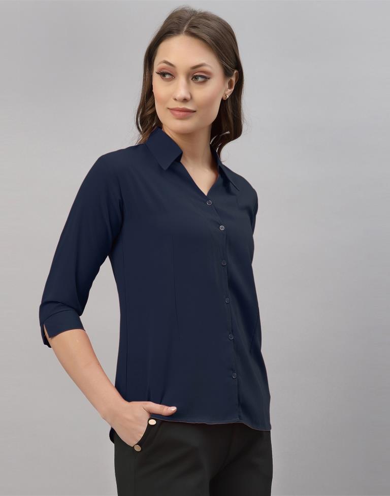 Navy Blue Casual Shirt | Leemboodi