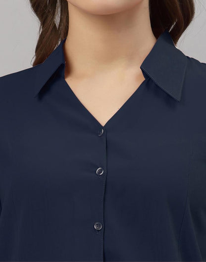 Navy Blue Casual Shirt | Leemboodi