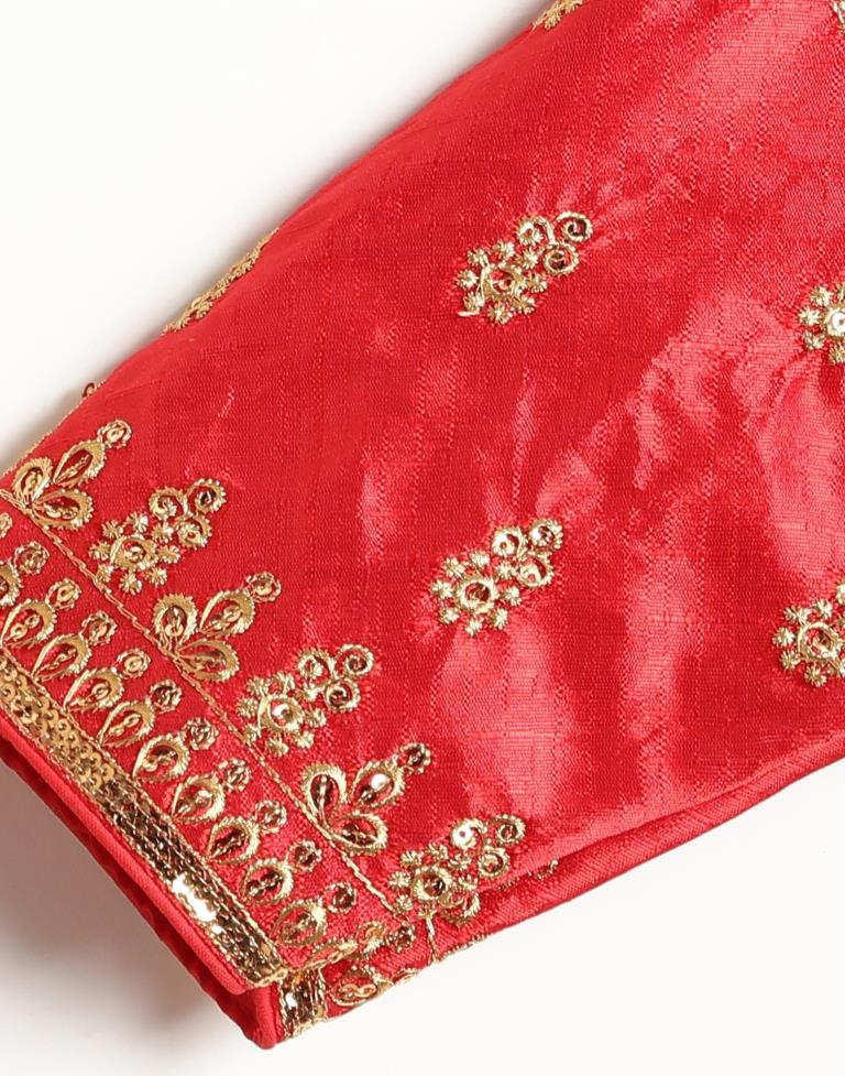 Red Art Silk Blouse | Leemboodi