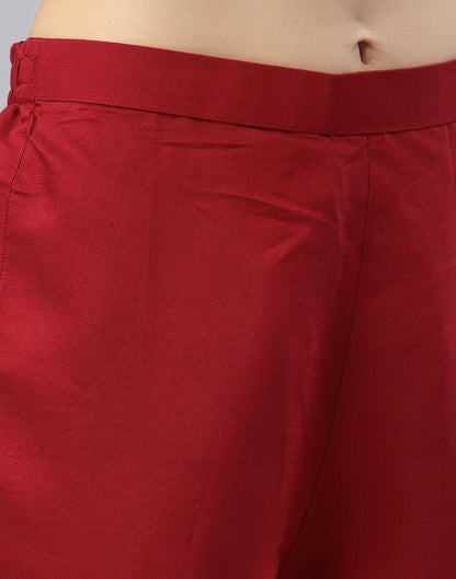 Red Kurti With Pant And Dupatta | Leemboodi