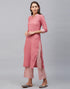 Lustrous Pink Coloured Self Design Cotton Kurti | Leemboodi