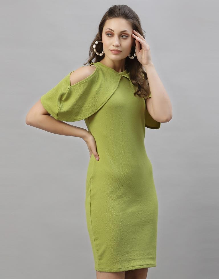 Olive Green Cut out Sleeve Bodycon Dress | Leemboodi