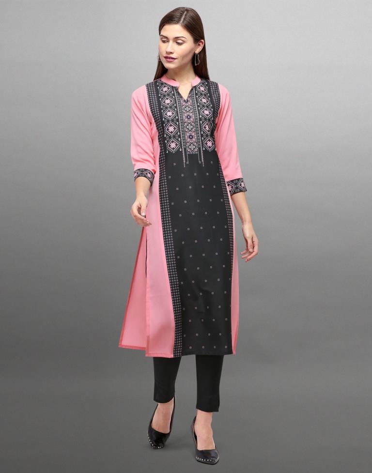 Pink Digital Printed Crepe Kurti | Leemboodi